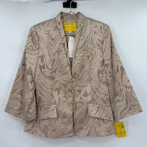 Flores & Flores Plus Holiday Gold Textured Metallic Blazer Jacket 14 NWT